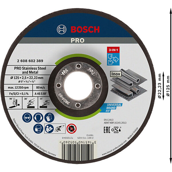 Bosch Elektrowerkzeuge PRO Stainless Steel and Metal 3-in-1 Disc 2608602389